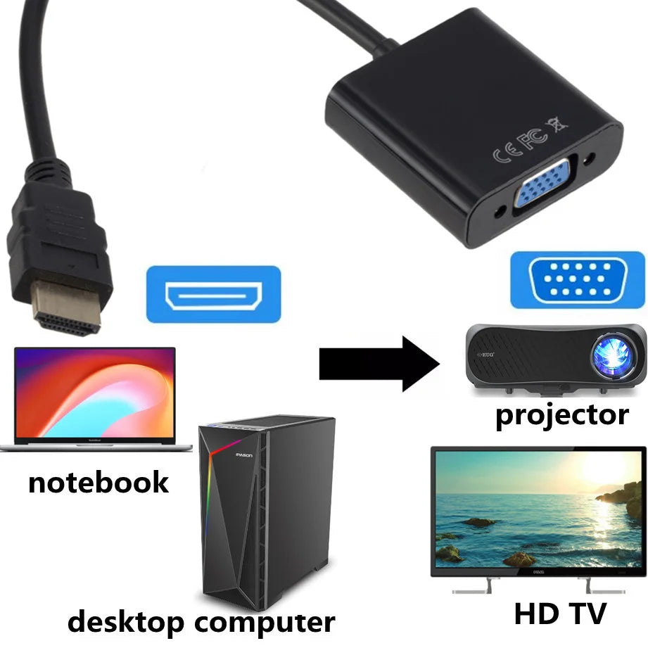 HDMI to VGA Adapter Full HD 1080P with Audio & USB Power HDMI VGA Adapter HIP