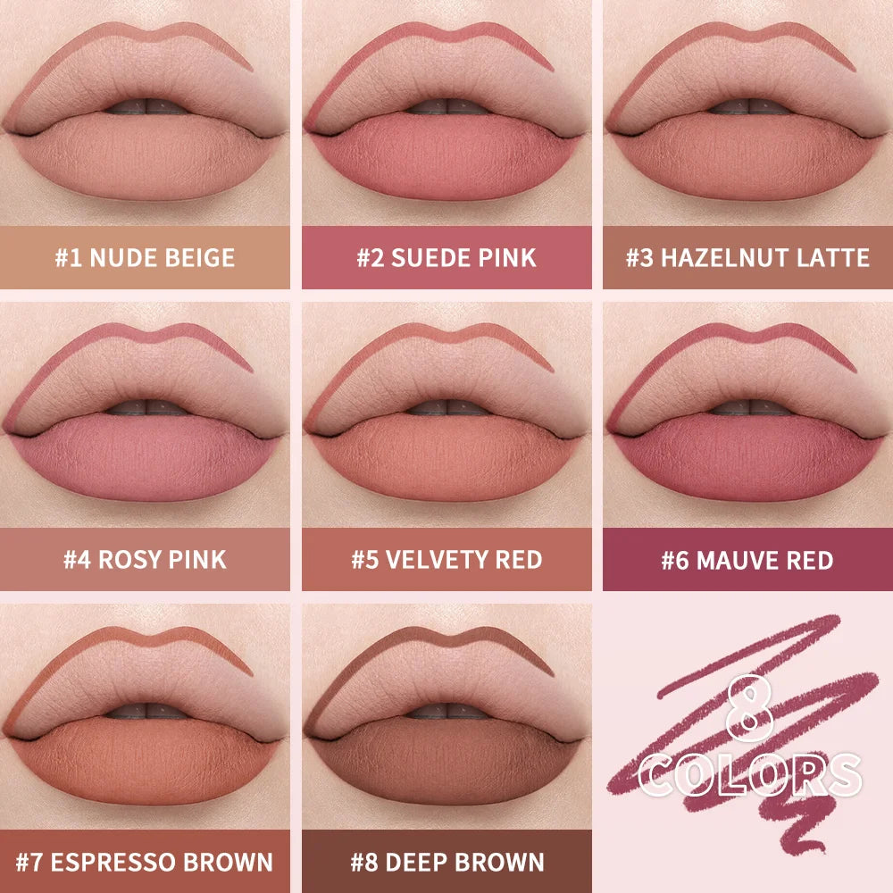 Waterproof Long Lasting Matte Lip Liner Smooth Glide Creamy Pigmented Shades Smudge Proof Cosmetic Lip Makeup HIP