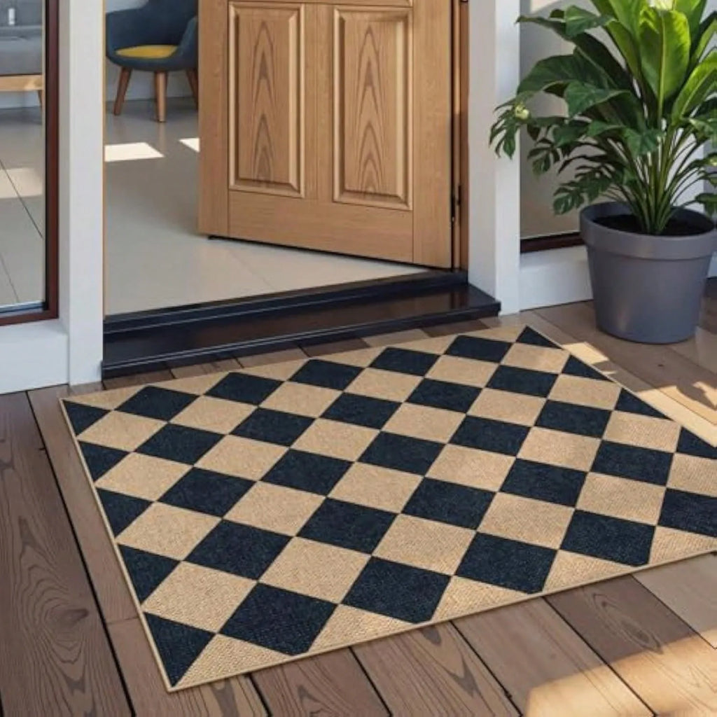 Anti-Slip Front Door Mat – Vintage Grid Pattern | 2 Sizes Anti-Slip Door Mat HIP