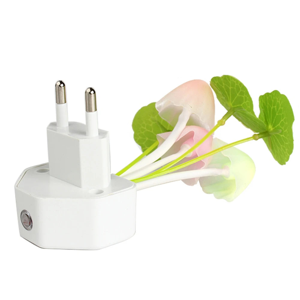 Novelty Mushroom Fungus Night Light EU & US Plug Light Sensor 220V 3 LED Colorful Mushroom Lamp Led Night Lights HIP EU Plug