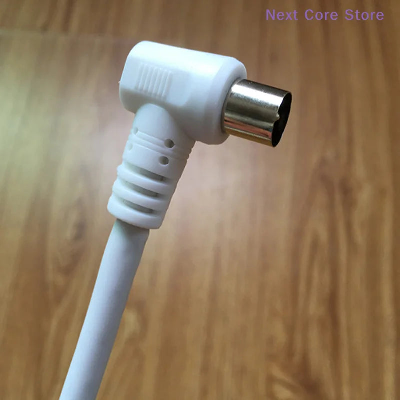 2M White Right Angle RF TV Aerial Coaxial Cable & Coupler Coaxial TV Cable HIP