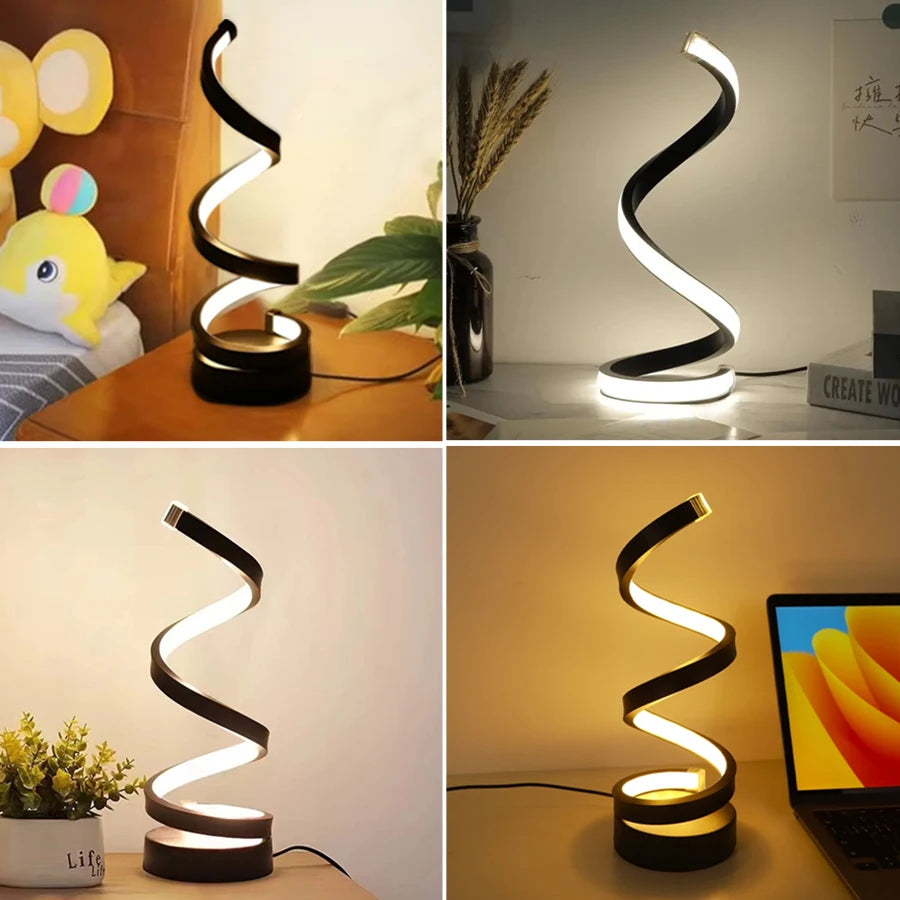 USB Plug in Creative Spiral Table Lamp Dimmable 3 Colors Adjustable For Living Room Bedroom Office Bedside Desk Nightstand Lamp HIP