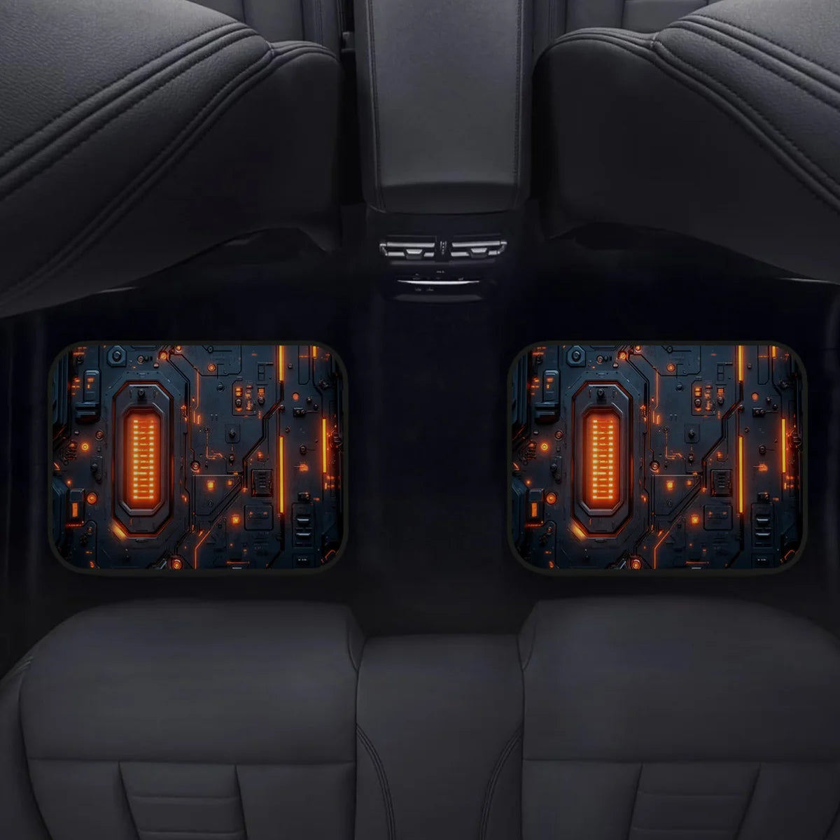 4-Pc Non-Slip Car Floor Mats – Orange Circuit Pattern Car Floor Mats HIP