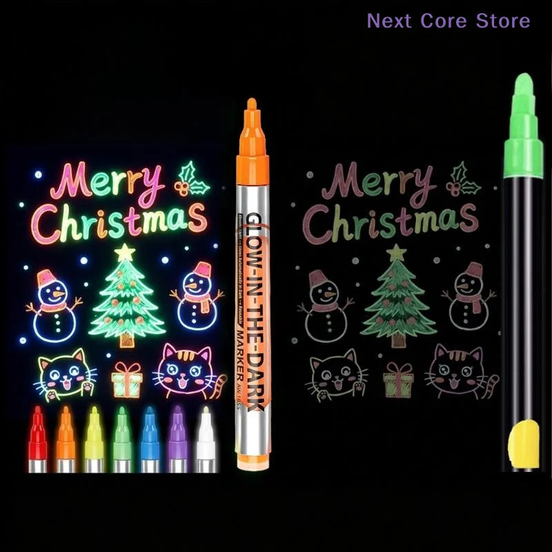 8-Color Glow-in-the-Dark Fluorescent Marker Set | DIY Crafts Craft Marker Set HIP