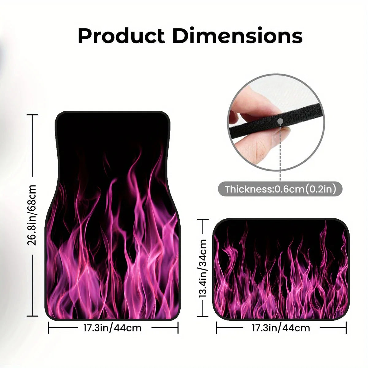 4-Piece Non-Slip Car Floor Mats – Pink Purple Flame Pattern Car Floor Mats HIP