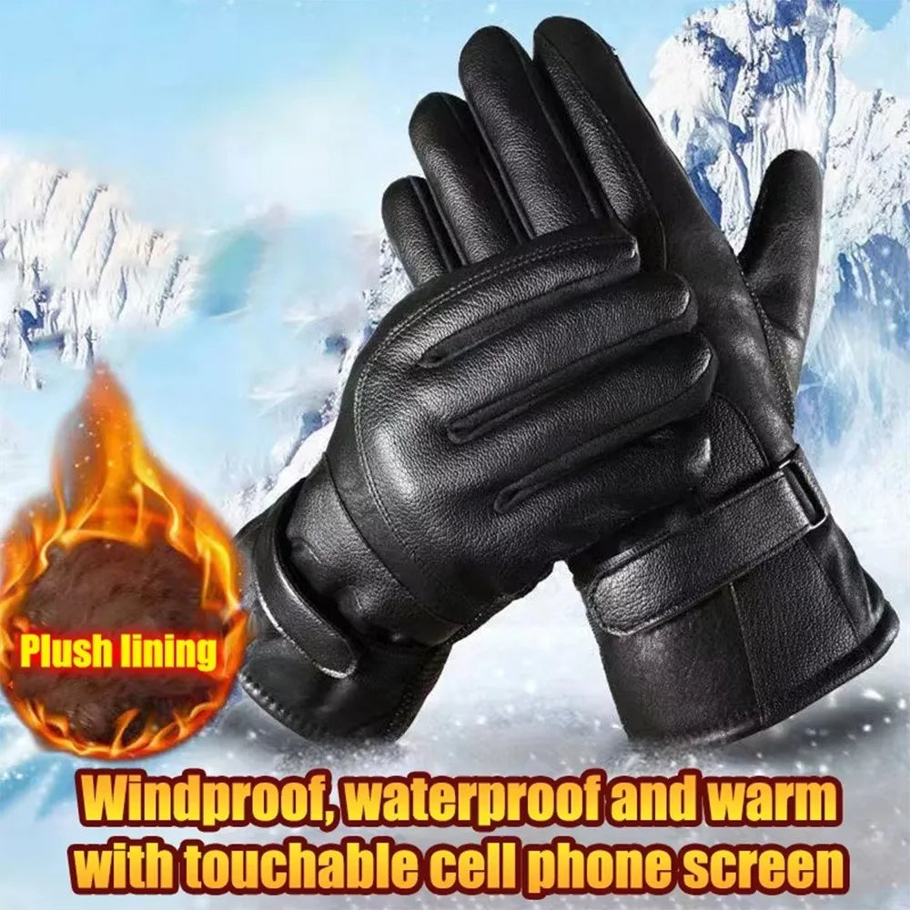 Thermal Fleece Touch Screen Winter Gloves – PU Leather Winter Sport Gloves HIP
