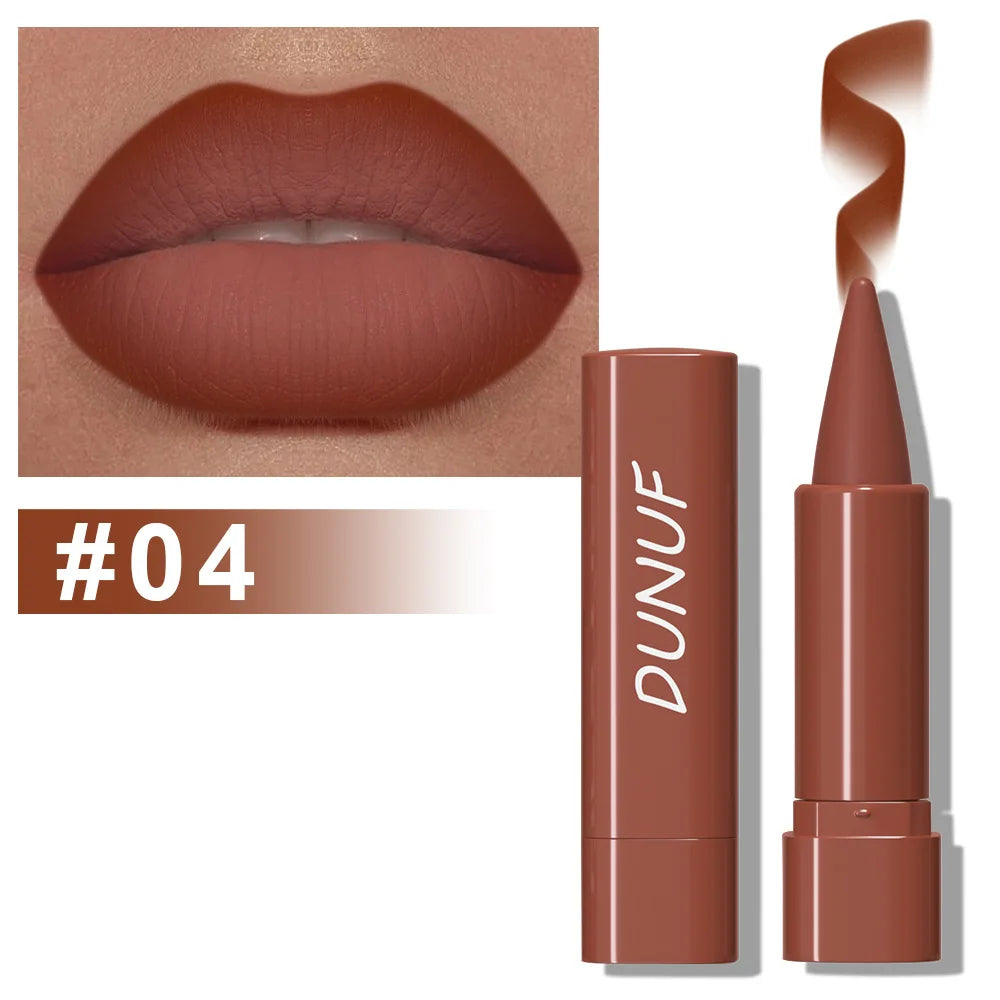 DUNUF 9-Color Gradient Matte Lip Liner Velvet Lipstick Crayon Matte Lip Liner Crayon HIP 04 3g Full Size