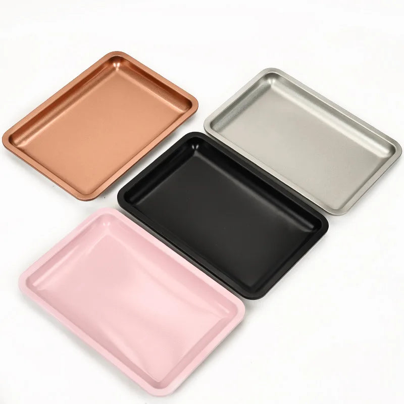 Square Stainless Steel Cosmetic Tray Eyelash Tools Tray Nail Art Equipment Plate False Nails Dish Tool Makeup Table Storage HIP