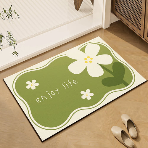 "Enjoy Life" Floral Non-Slip Doormat – Entryway & Bath Mat Non-Slip Doormat HIP 1 40x60cm-Felt
