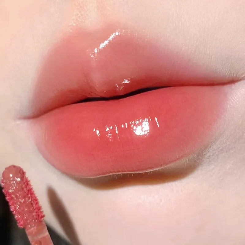 New Jelly Mirror Lip Glaze Water Lipgloss Sexy Red Lip Tint Liquid Lipstick Long-lasting Moisturizing Natural Beauty Lip Makeup HIP 02