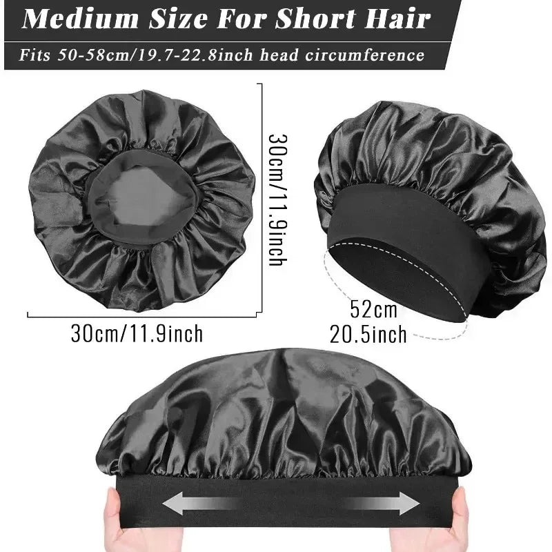 Large Satin Sleep Bonnet – Silk Hair Wrap with Elastic Band Satin Sleep Bonnet HIP
