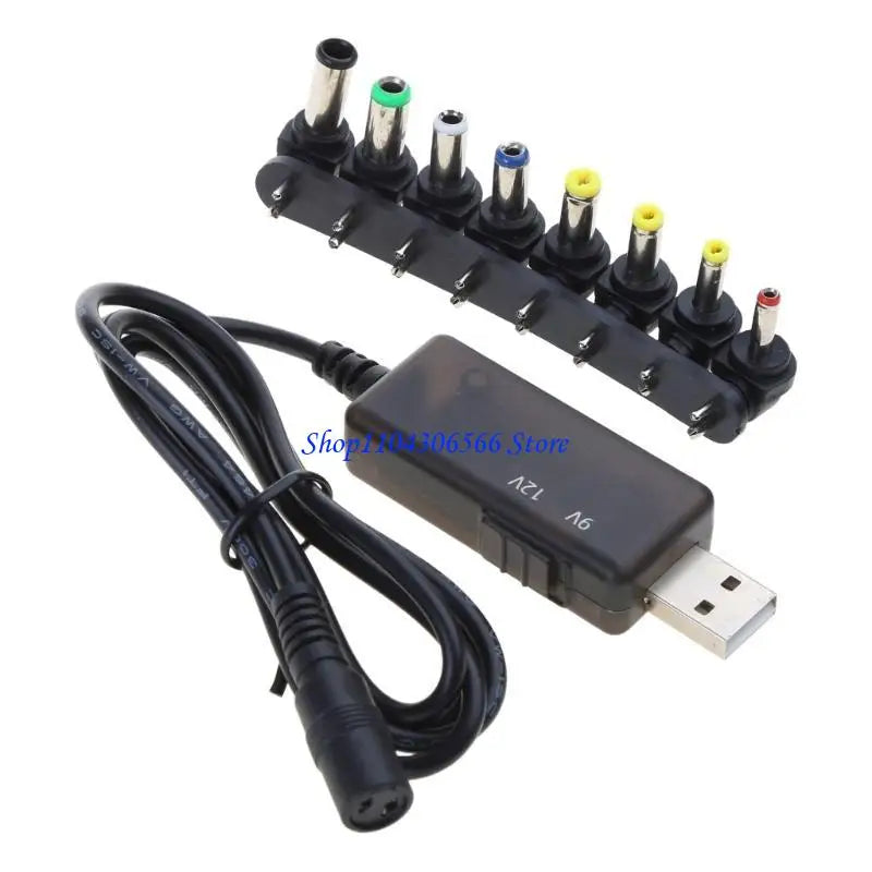 USB to DC 5.5x2.5 Converter Cable – 8 Adapters 5V 9V 12V USB Power Converter Cable HIP