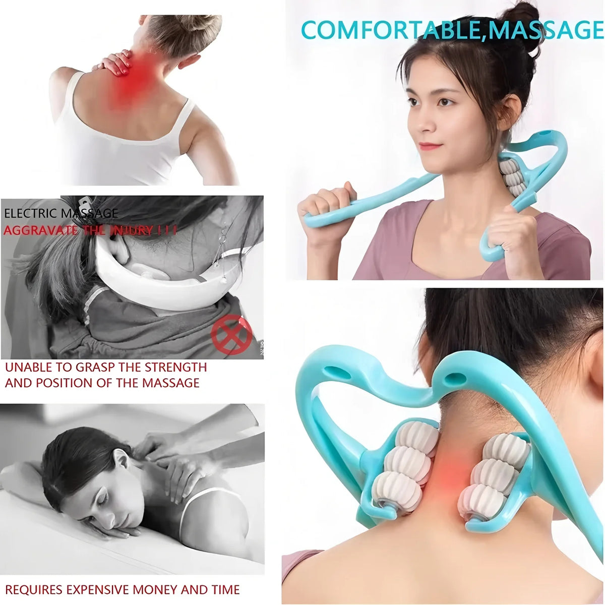 Portable Neck Roller Massager – Shoulders, Arms & Back Neck Massage Roller HIP