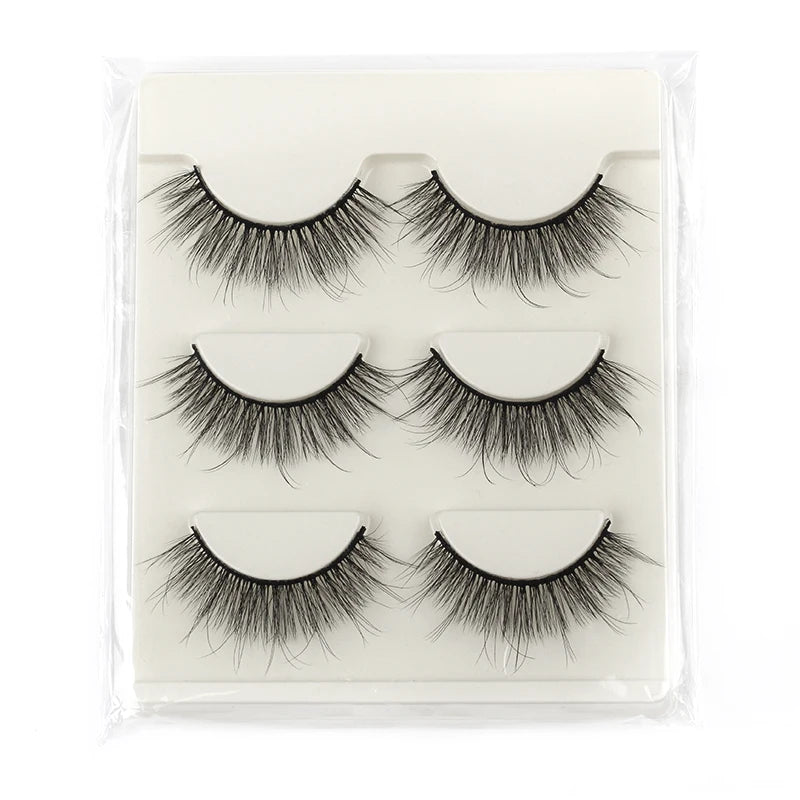YSDO Fox Half Eye Lashes Soft Natural Faux Mink Eyelashes Fake Lashes Natural Look Short Wispy Clear Band Lash Makeup Multipack HIP 3pairs-G305W