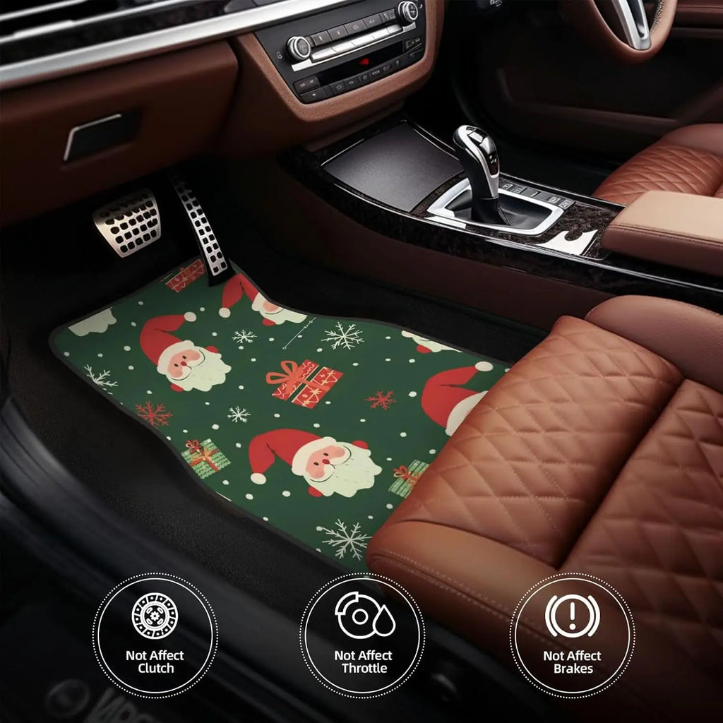 Santa Claus Christmas Car Floor Mats Set of 4 – Anti-Slip Automotive Floor Mats HIP
