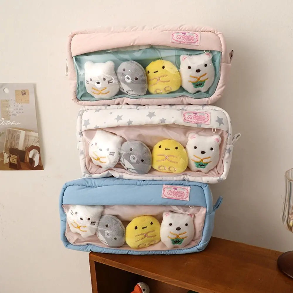 Large Capacity Star Pattern Pencil Case with Plush Dolls Pencil Case HIP