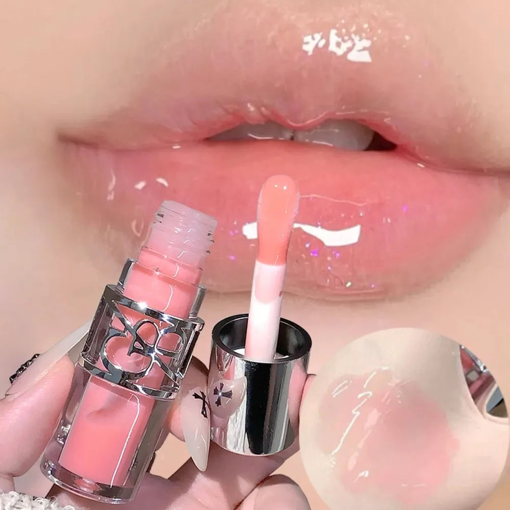 Clear Glass Gray Coffee Shine Lip Gloss Mirror Watery Moisturize Plumper Long Lasting Lip Tint Juicy Lip Oil Gloss Stain Makeup HIP