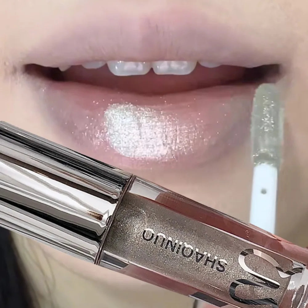 Black Rabbit Gothic Silver Metallic Lip Gloss Black Mirror Light Translucent Lip Lacquer Non-Sticky Water Gloss Lips Tint Makeup HIP