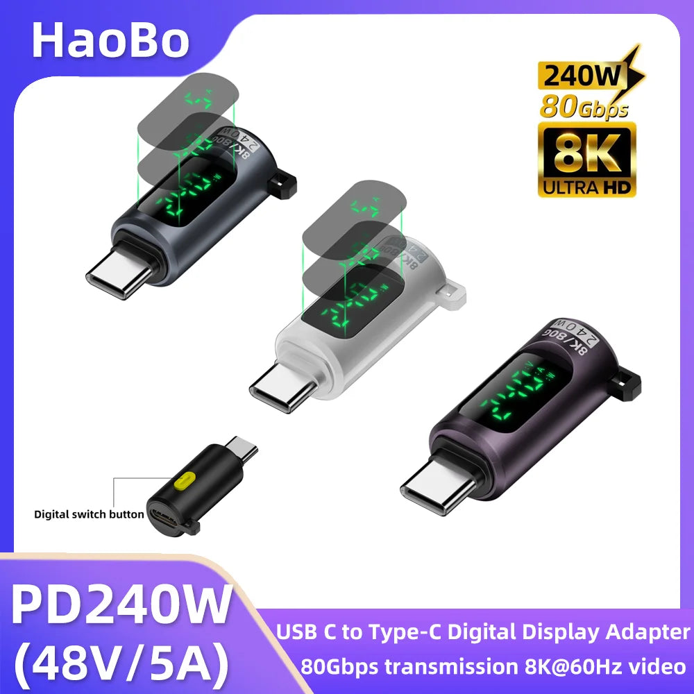 USB 4.0 240W PD Type-C Adapter – 80Gbps 8K@60Hz OTG USB-C OTG Adapter HIP