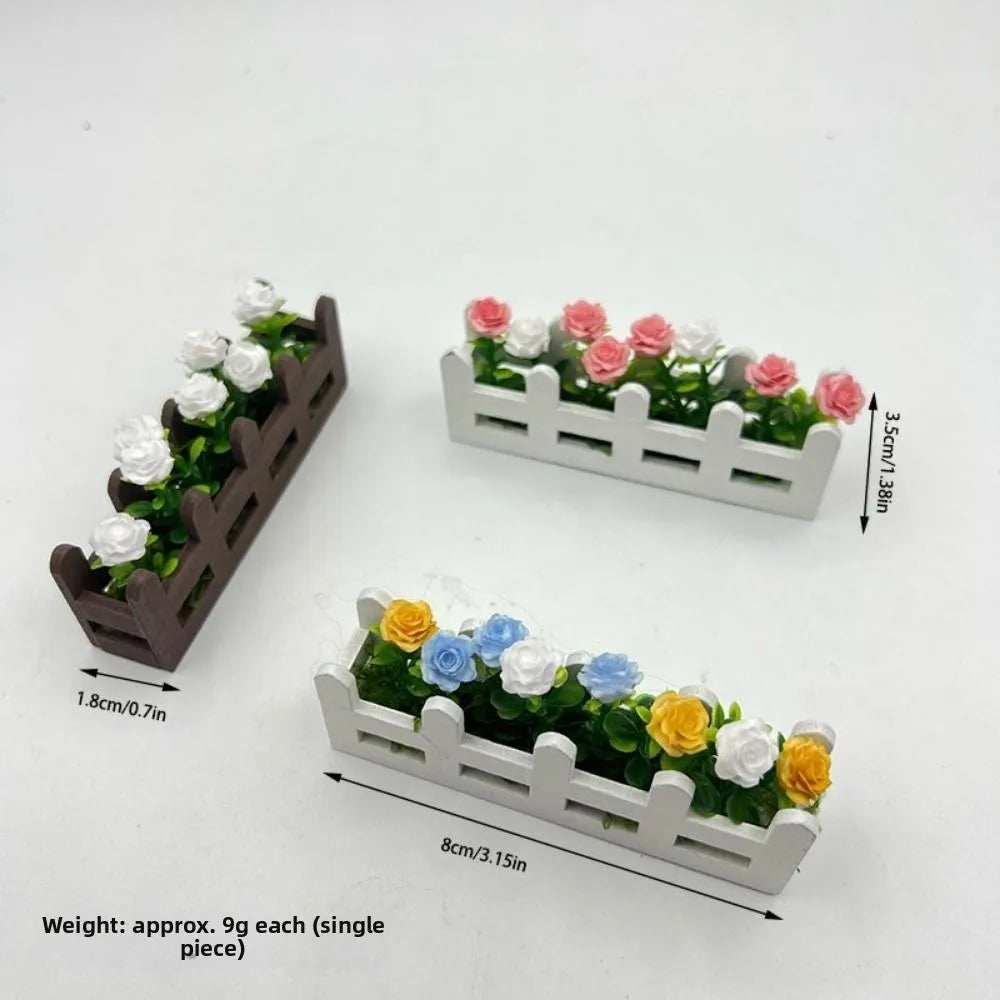1:12 Dollhouse Miniature Rose Flower Fence Decor – 5 Colors Dollhouse Miniature Decor HIP