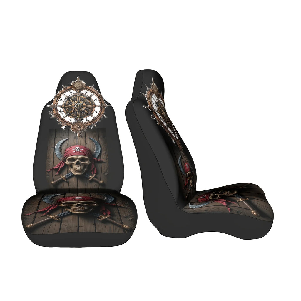 Pirate Skull & Compass Car Seat Cover – All-Season Polyester Car Seat Cover HIP black