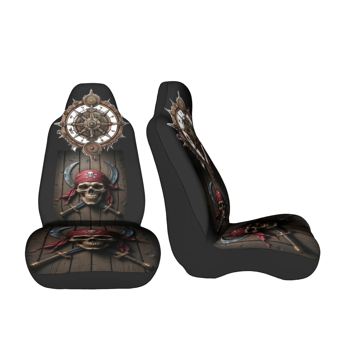 Pirate Skull & Compass Car Seat Cover – All-Season Polyester Car Seat Cover HIP black