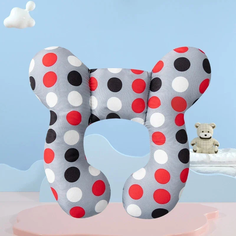 Baby U-Shape Head & Neck Support Pillow for Ages 0–3 Baby Headrest Pillow HIP C65-Dots 1pcs