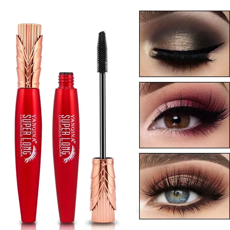 4D Silk Fiber Mascara Lengthening Waterproof Long Lasting Curling Thick Waterproof Mascara Long Eyelashes Extension Make Up HIP