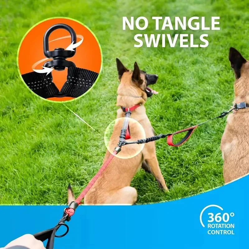 Double Dog Leash – Bungee Dual Leash with Padded Handles Double Dog Leash HIP