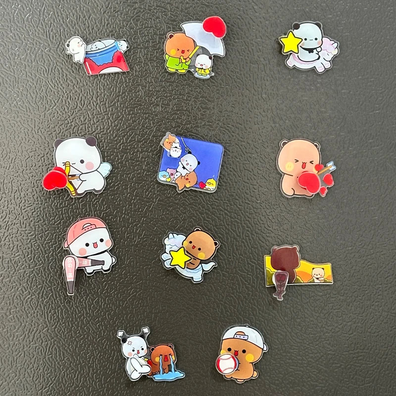 11-Pc Panda Bubu & Dudu Rotating Acrylic Fridge Magnets Anime Fridge Magnets HIP