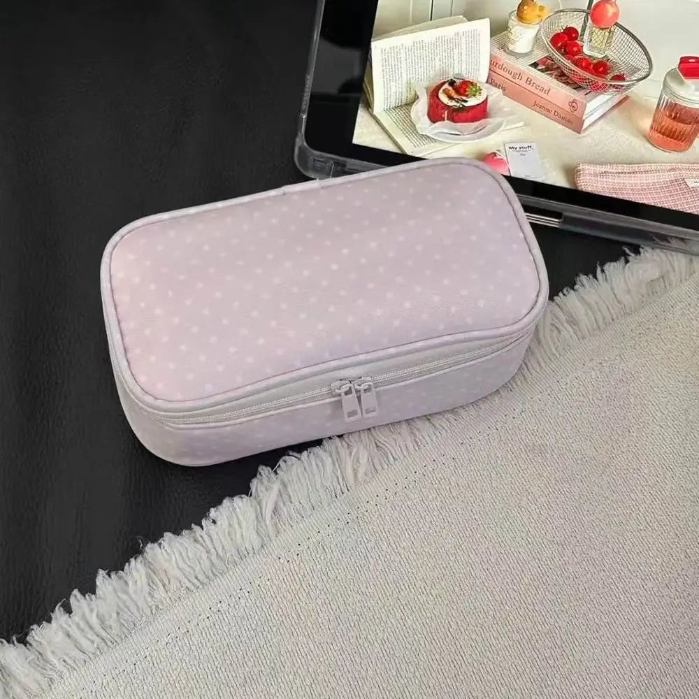 Pink Polka Dot Pencil Case – Large Capacity Pen & Pouch Bag Pencil Case Pouch HIP