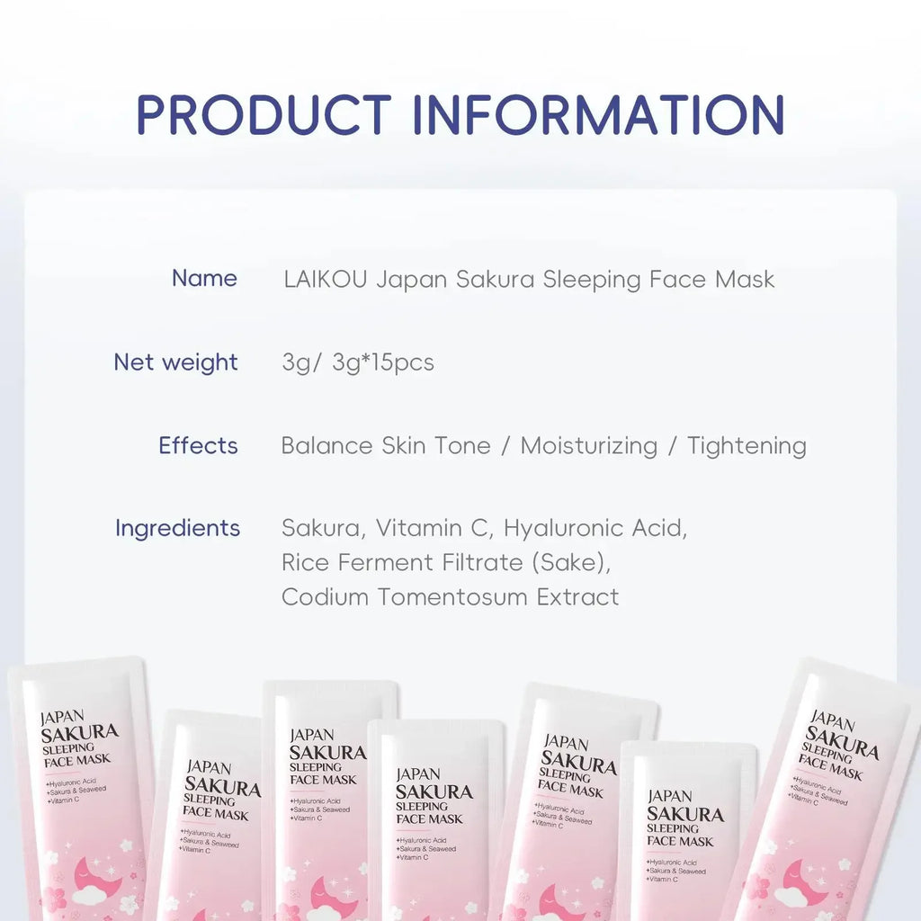 LAIKOU Sakura Overnight Sleeping Mask – Hydrating & Brightening Overnight Sleeping Mask HIP