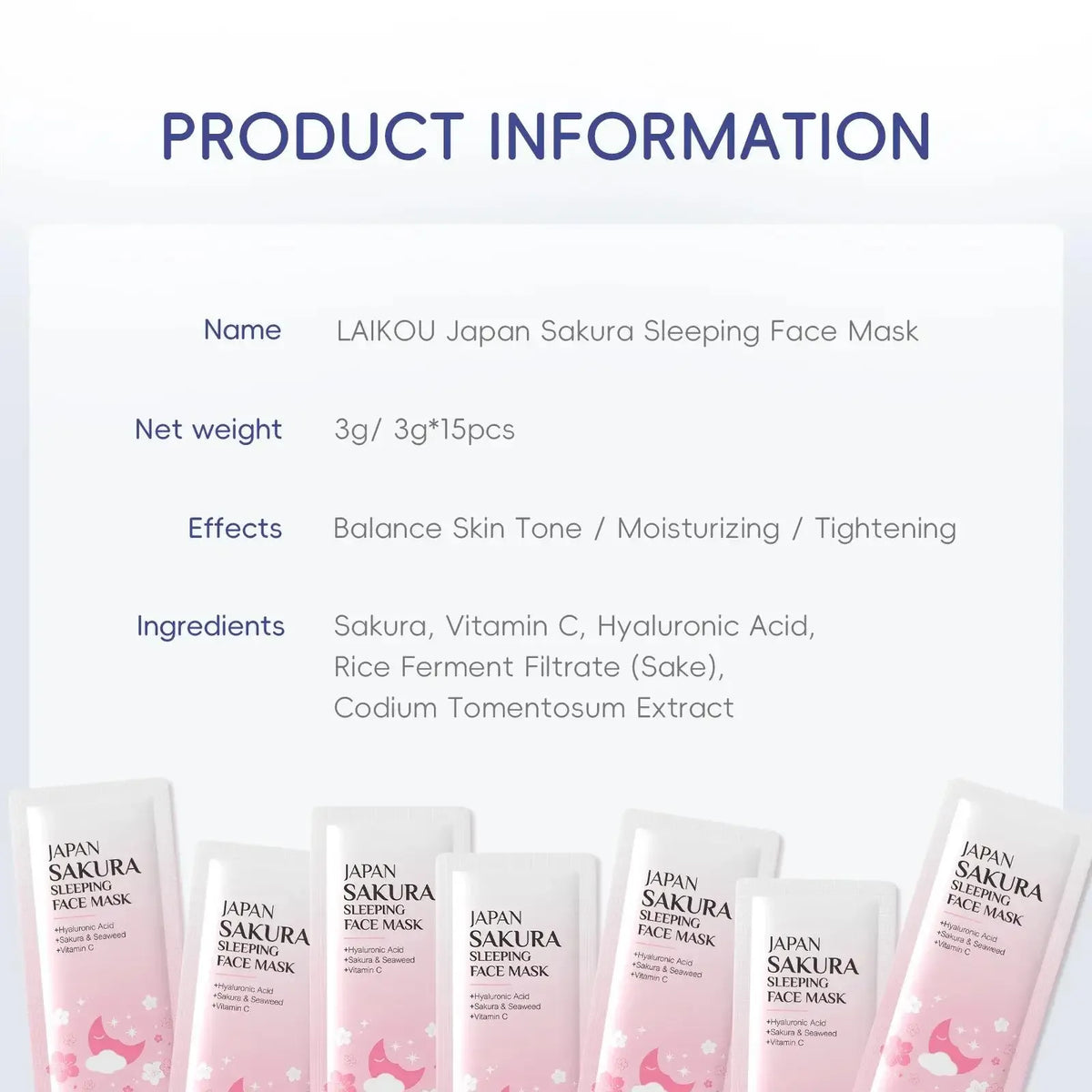 LAIKOU Sakura Overnight Sleeping Mask – Hydrating & Brightening Overnight Sleeping Mask HIP