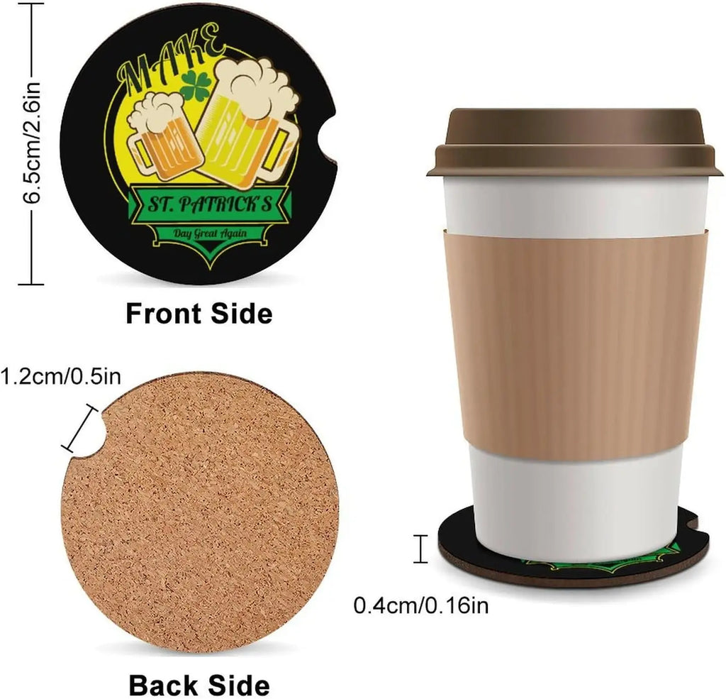 St. Patrick's Day Wood Car Coasters – Non-Slip Cup Holder Mat Car Cup Holder Coasters HIP