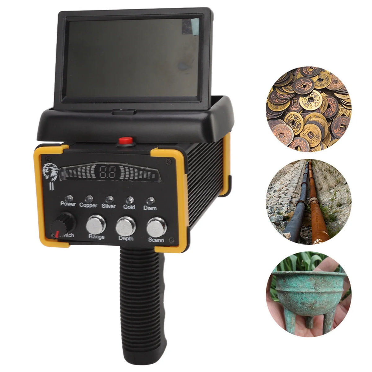 30m Metal Detector Folding Screen Gold Finder Metal Scanner Device Search Range 1000m GR9000 Handheld Metal Detector HIP