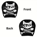2-Pack Pirate Cat Car Headrest Covers – Washable, Black Car Headrest Cover HIP black