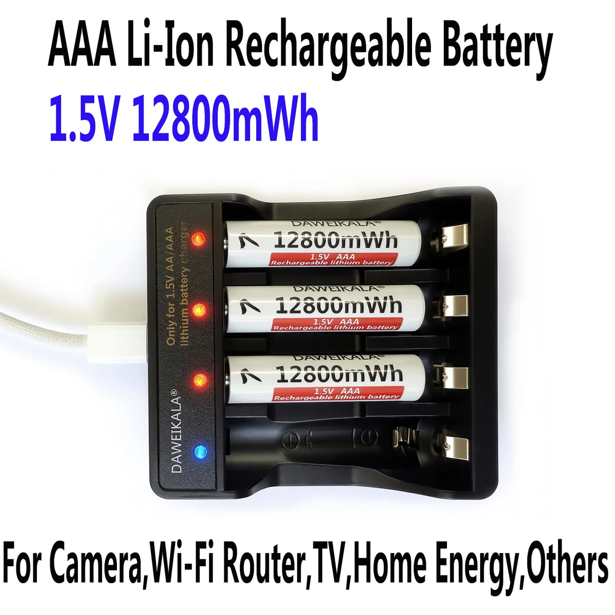 DAWEIKALA AAA Li-Ion Rechargeable Batteries 12800mWh | 2–20 Pack Rechargeable Batteries HIP