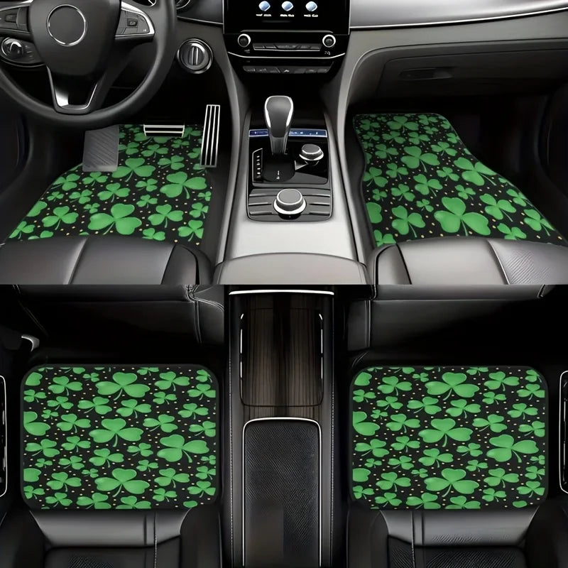 4-Piece Lucky Clover Car Rubber Floor Mats – Non-Slip Universal Car Floor Mats HIP