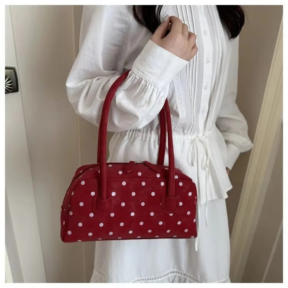 Women's Large Polka Dot Bowling Shoulder Bag – Zipper Shoulder Bag HIP