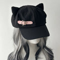 Y2K Cat Ears Lolita Beret Hat – Harajuku Gothic Flat Cap Lolita Beret Hat HIP pink-1