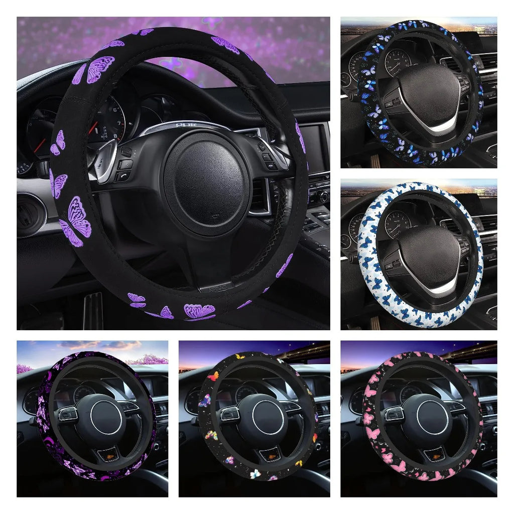 Purple Butterfly Steering Wheel Cover – Universal 15" Fit Steering Wheel Cover HIP