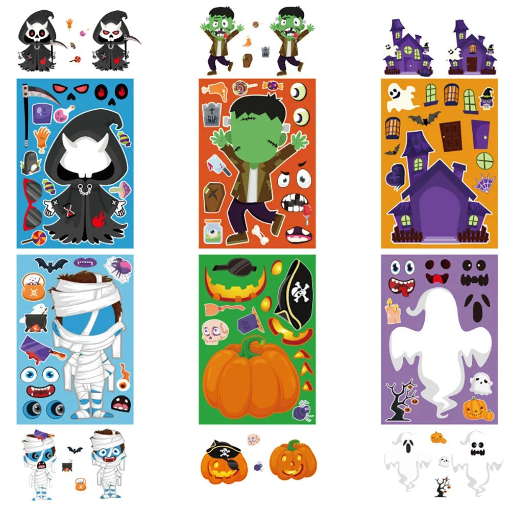 Halloween24 pcsSheets Halloween Decor Halloween Face Stickers Halloween Party Games Halloween Party Toddlers Halloween Sticker HIP