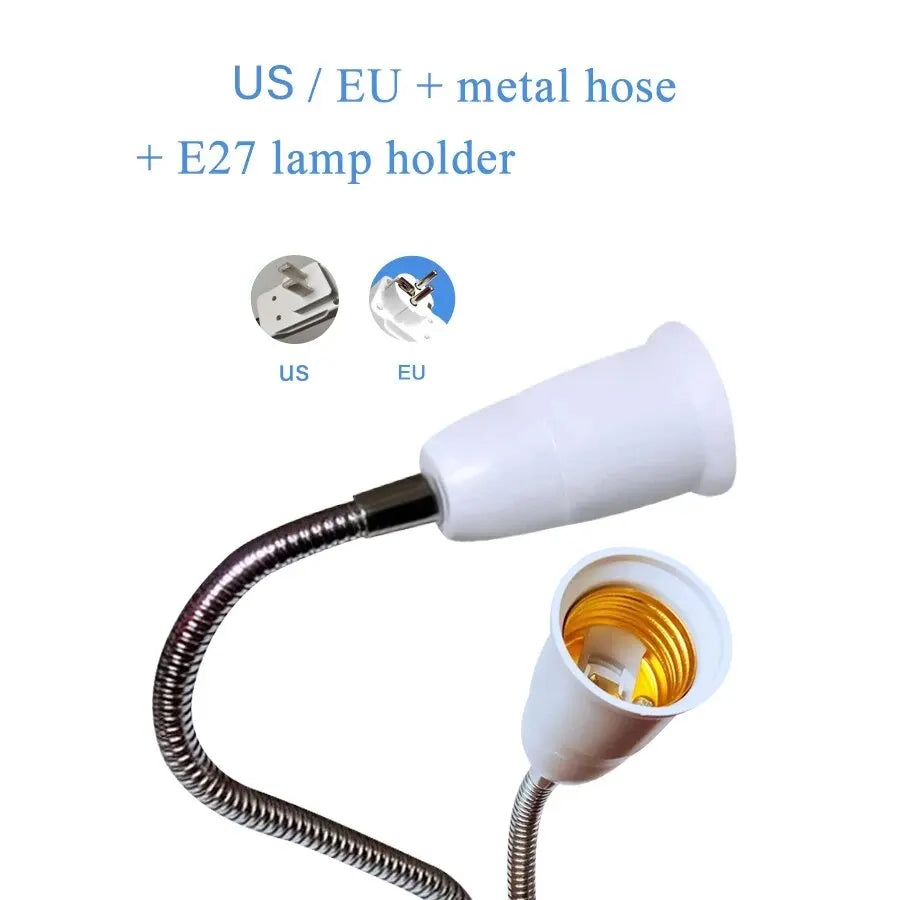 EU US Plug to E27 Lamp Holder Light Bulb Socket With Switch Flexible Lamp Base Conversion Table Lamp Converter 20cm 30cm 50cm HIP
