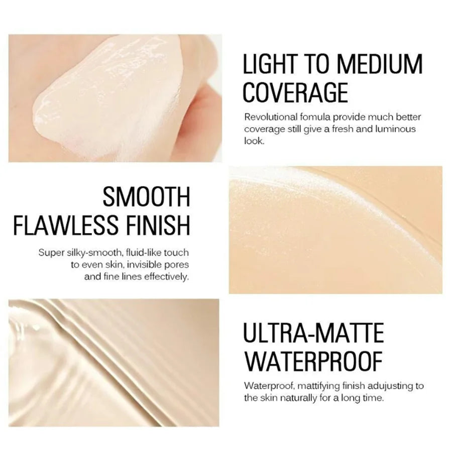 Matte Face Foundation Cream Oil-Control Waterproof Lasting Concealer Makeup Products Base Makeup Korean Cosmetic Cushion HIP