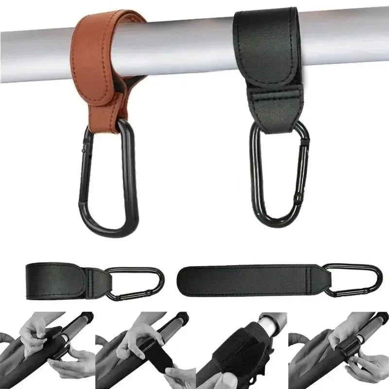 PU Leather Stroller Hook – Adjustable Diaper Bag Hanger Stroller Hook HIP