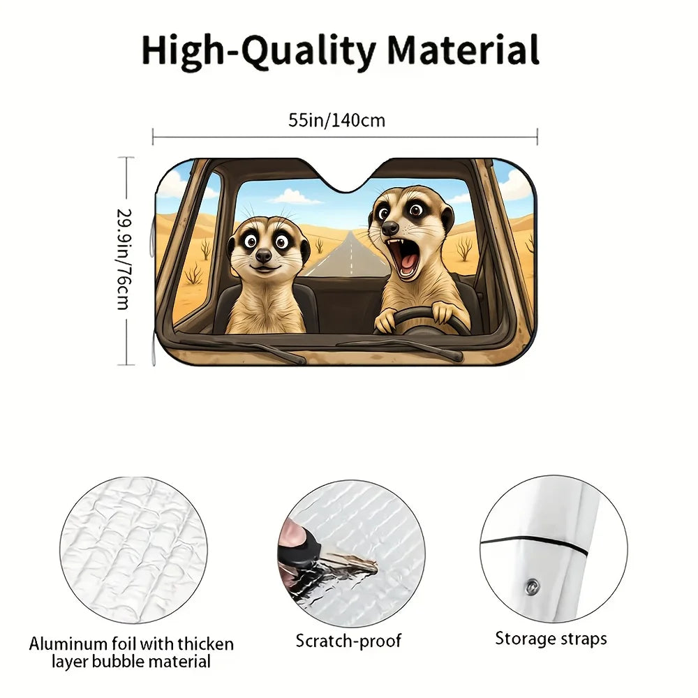 Cartoon Meerkat Desert Highway Car Windshield Sunshade Car Windshield Sunshade HIP