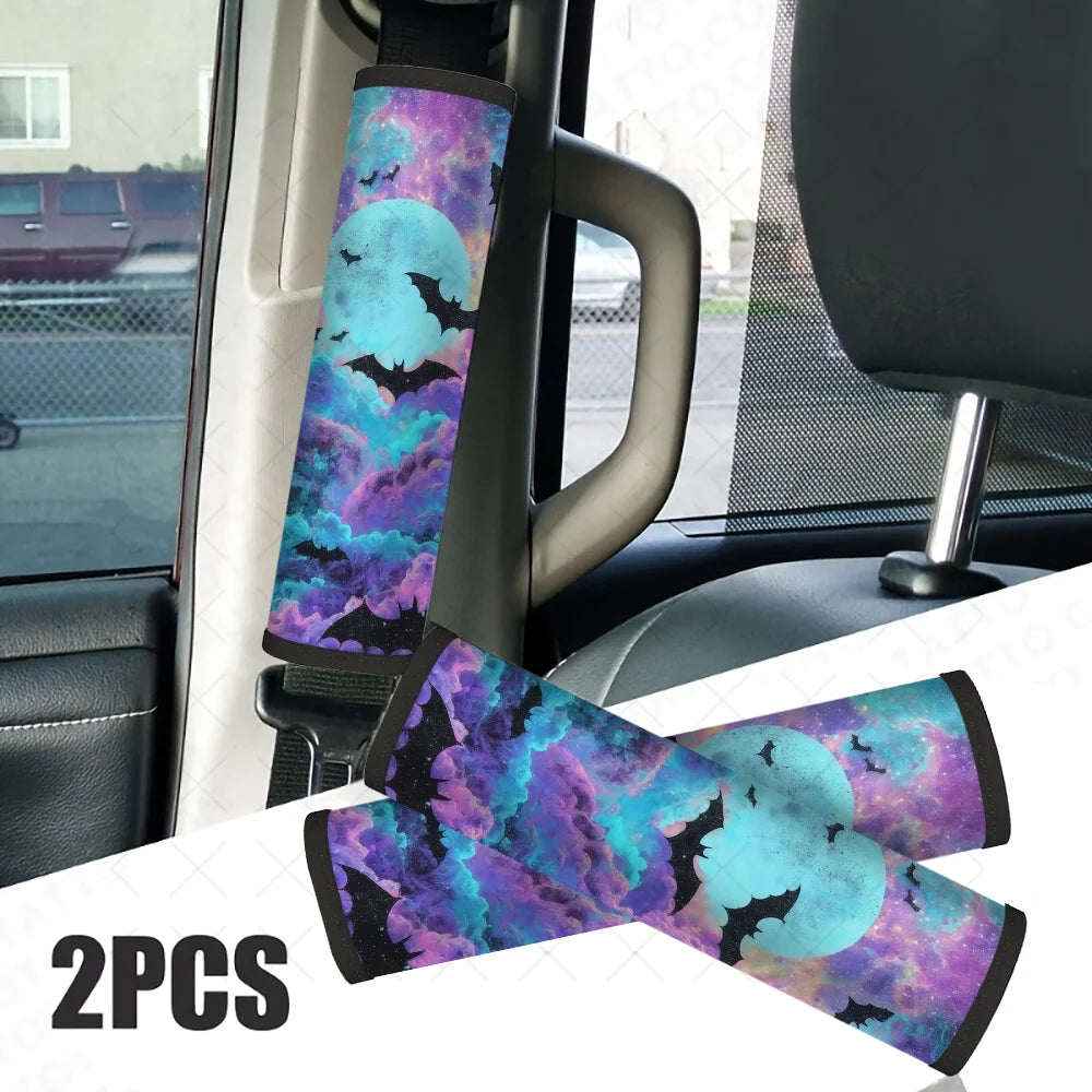 2-Pack Galaxy Moon & Bats Car Seat Belt Covers | HIP Seat Belt Cover HIP