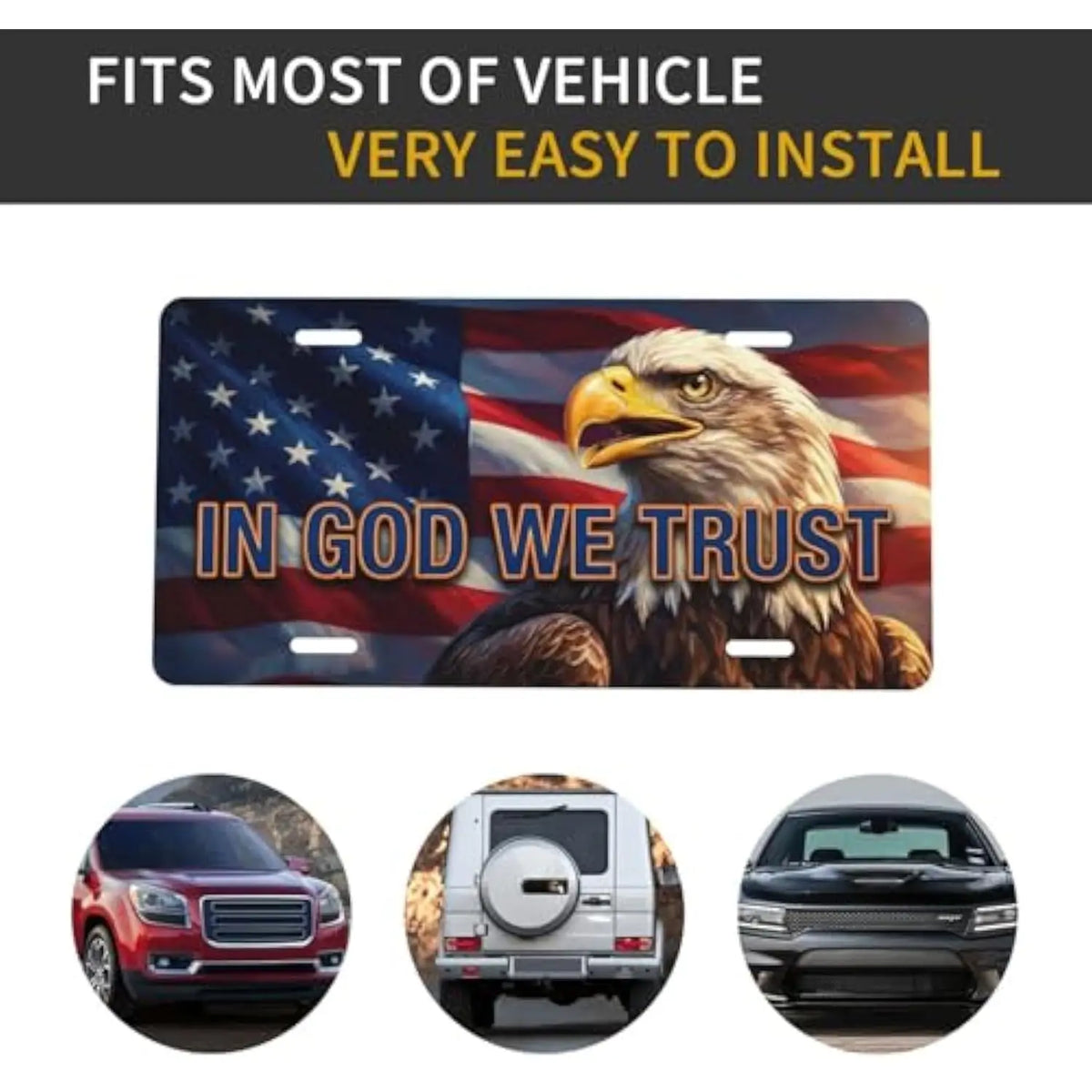 Eagle American Flag License Plate – Patriotic Aluminum Decor Decorative License Plate HIP