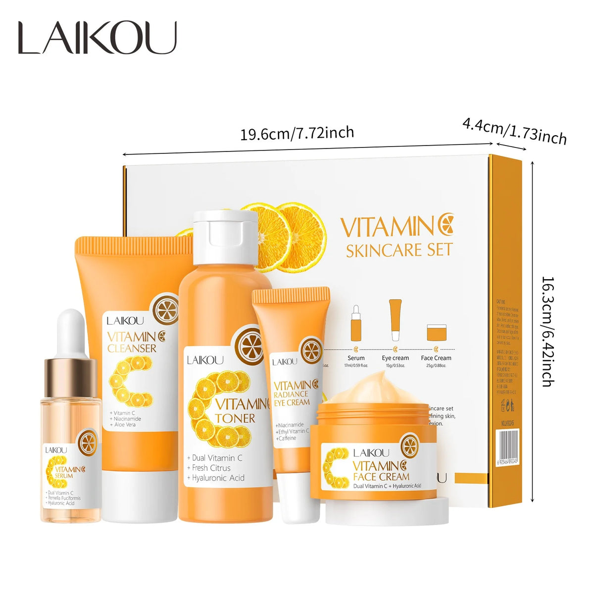 LAIKOU Vitamin C Skincare 5-Piece Set – Brighten & Hydrate Vitamin C Skincare Set HIP 01
