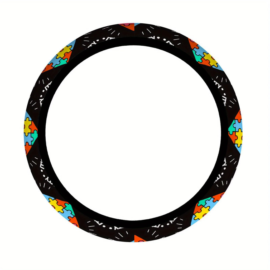 Colorful Puzzle Piece Steering Wheel Cover – Non-Slip Grip Steering Wheel Cover HIP
